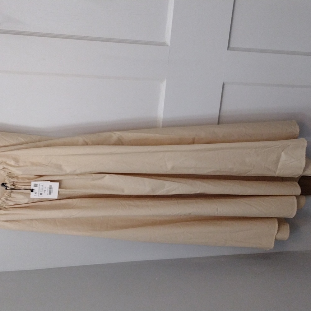 Zara Dress Size M Maxi Halter Dress Cotton- Cream Tan NWT - Picture 12 of 13